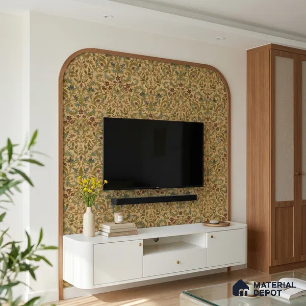 Brown Digital look LM 23938 Fulkari Mughal Floral Art 8 ft x 4 ft Texture Finish Decorative Laminate - 1 mm | Suitable for Living room,TV Unit, Highlighter Wall, Wardrobe, Feature Wall