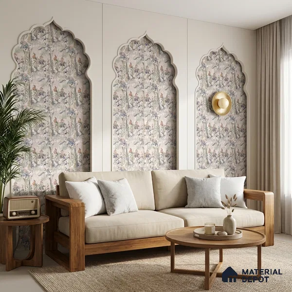Beige Digital look LM 23939 Vanikaa Miniature Art 8 ft x 4 ft Texture Finish Decorative Laminate - 1 mm | Suitable for Living room,TV Unit, Highlighter Wall, Wardrobe, Feature Wall