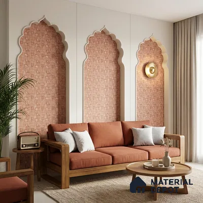Brown Digital look LM 23941 Kutchkala Lippan Art 8 ft x 4 ft Texture Finish Decorative Laminate - 1.25 mm | Suitable for Living room,TV Unit, Highlighter Wall, Wardrobe, Feature Wall