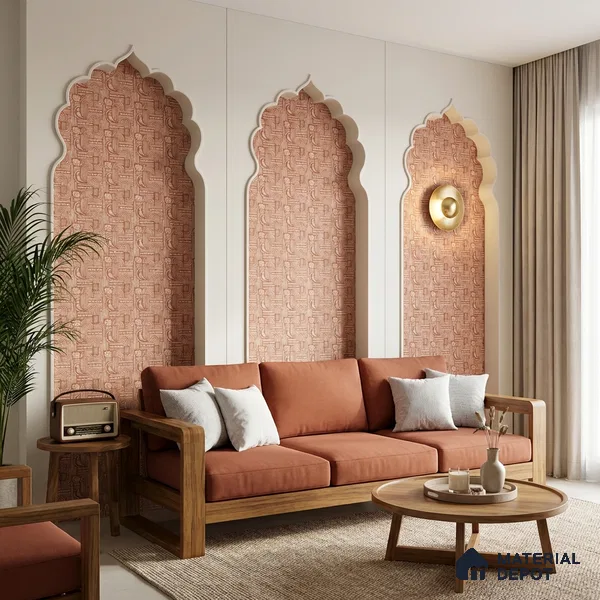 Brown Digital look LM 23941 Kutchkala Lippan Art 8 ft x 4 ft Texture Finish Decorative Laminate - 1.25 mm | Suitable for Living room,TV Unit, Highlighter Wall, Wardrobe, Feature Wall