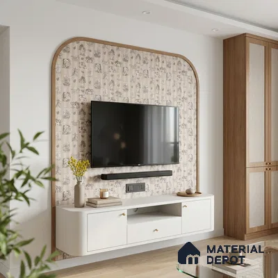 Beige Digital look LM 23946 Madhuvan Madhubani 8 ft x 4 ft Texture Finish Decorative Laminate - 1 mm | Suitable for Living room,TV Unit, Highlighter Wall, Wardrobe, Feature Wall