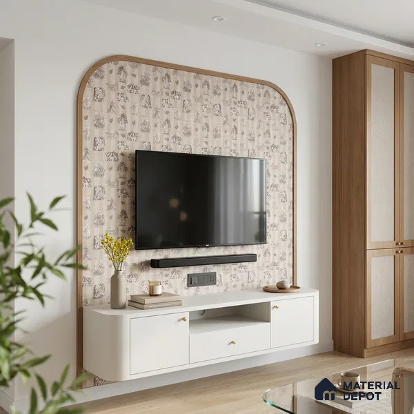 Beige Digital look LM 23946 Madhuvan Madhubani 8 ft x 4 ft Texture Finish Decorative Laminate - 1 mm | Suitable for Living room,TV Unit, Highlighter Wall, Wardrobe, Feature Wall