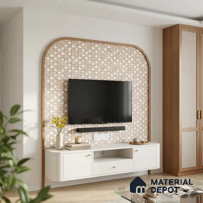 Brown Digital look LM 23947 Anarika Kalamkari Art 8 ft x 4 ft Texture Finish Decorative Laminate - 1 mm | Suitable for Living room,TV Unit, Highlighter Wall, Wardrobe, Feature Wall