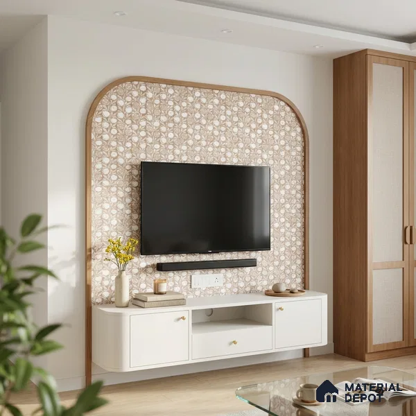 Brown Digital look LM 23947 Anarika Kalamkari Art 8 ft x 4 ft Texture Finish Decorative Laminate - 1 mm | Suitable for Living room,TV Unit, Highlighter Wall, Wardrobe, Feature Wall