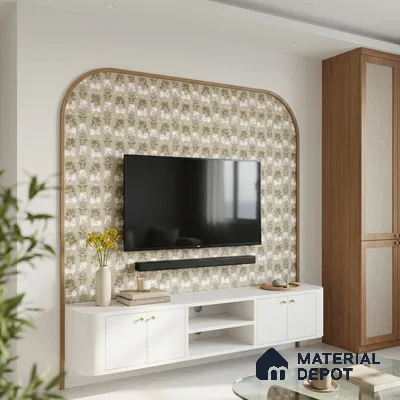 Green Digital look LM 23948 Gaukala Pichwai Art 8 ft x 4 ft Texture Finish Decorative Laminate - 1 mm | Suitable for Living room,TV Unit, Highlighter Wall, Wardrobe, Feature Wall