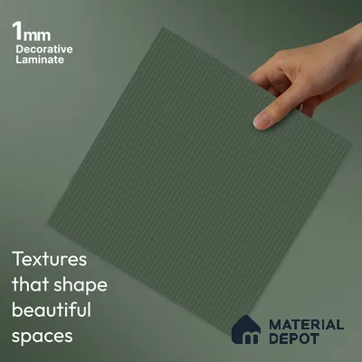 Fluted Solid Color Look LM 23471 Satin Olive 8 ft x 4 ft Micro Fluted Finish Decorative Laminate - 1 mm | Suitable for TV Unit, Wardrobe, Kitchen Cabinets
