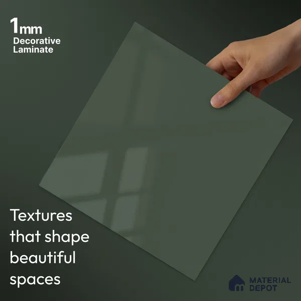 LM 23483 (HG 415) Satin Olive 8 ft x 4 ft High Gloss Finish Decorative Laminate - 1 mm | Suitable for Living Room, Kitchen, Office