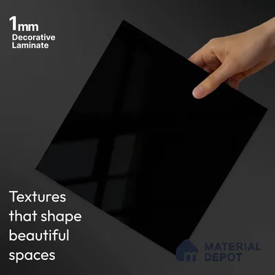 LM 23484 (HG 405) Deep Black 8 ft x 4 ft High Gloss Finish Decorative Laminate - 1 mm | Suitable for Living Room, Kitchen, Office