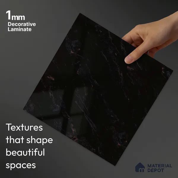 LM 23499 Ebony Galaxy 8 ft x 4 ft High Gloss Finish Decorative Laminate - 1 mm | Suitable for TV Unit, Wardrobe, Kitchen Cabinets