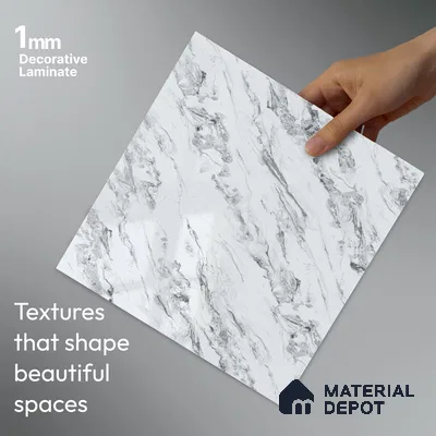 LM 23500 Calacatta Cloud 8 ft x 4 ft High Gloss Finish Decorative Laminate - 1 mm | Suitable for TV Unit, Wardrobe, Kitchen Cabinets