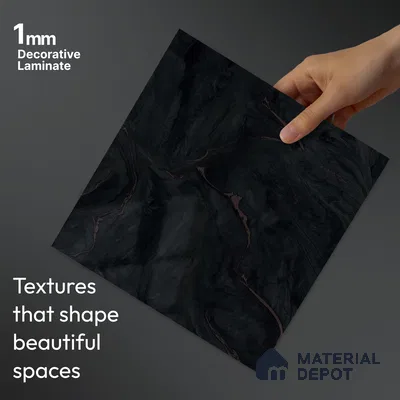 LM 23505 Jet Black Marble 8 ft x 4 ft High Gloss Finish Decorative Laminate - 1 mm | Suitable for TV Unit, Wardrobe, Kitchen Cabinets