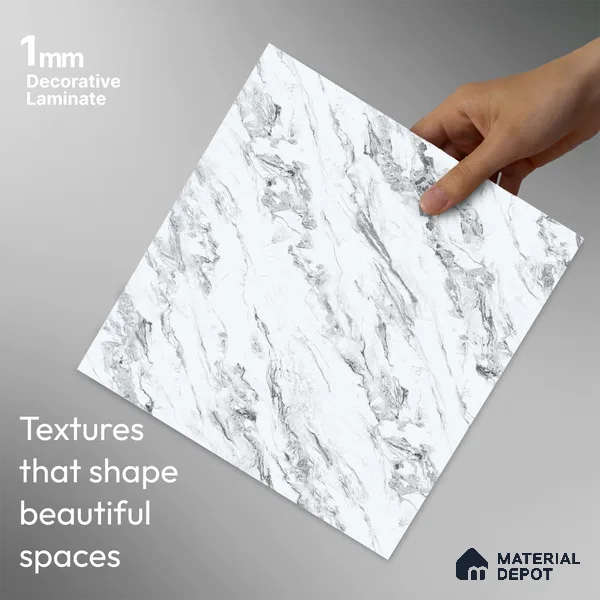 LM 23506 (AT 07 7283) Calacatta Cloud 8 ft x 4 ft Aurora Twilight Finish Decorative Laminate - 1 mm | Suitable for TV Unit, Wardrobe, Kitchen Cabinets