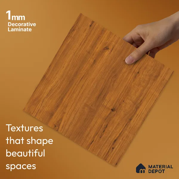 Wooden Look LM 23513 (AO 09 7116) Sun Dappled 8 ft x 4 ft Amber Oak Finish Decorative Laminate - 1 mm | Suitable for TV Unit, Wardrobe, Kitchen Cabinets