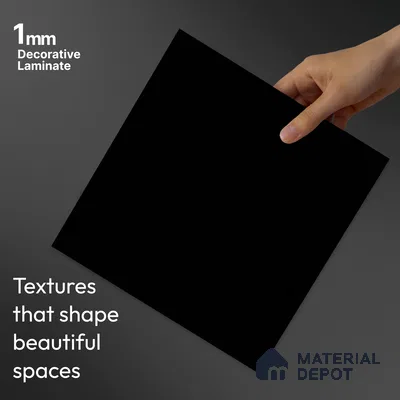 LM 23525 (SMT 405) Deep Black 8 ft x 4 ft Super Matte Finish Decorative Laminate - 1 mm | Suitable for Living Room, Kitchen, Office