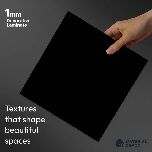 LM 23525 (SMT 405) Deep Black 8 ft x 4 ft Super Matte Finish Decorative Laminate - 1 mm | Suitable for Living Room, Kitchen, Office