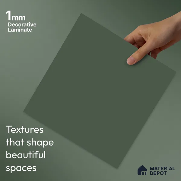 LM 23532 (SMT 415) Satin Olive 8 ft x 4 ft Super Matte Finish Decorative Laminate - 1 mm | Suitable for Living Room, Kitchen, Office