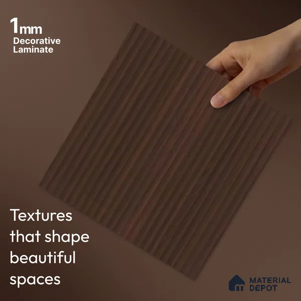 Wooden Fluted Look LM 23534 Wenge Wood 8 ft x 4 ft Bamboo Bliss Finish Decorative Laminate - 1 mm | Suitable for TV Unit, Wardrobe, Kitchen Cabinets