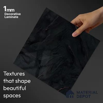 LM 23546 (SPU 7282) Jet Black Marble 8 ft x 4 ft Silky PU Finish Decorative Laminate - 1 mm | Suitable for TV Unit, Wardrobe, Kitchen Cabinets