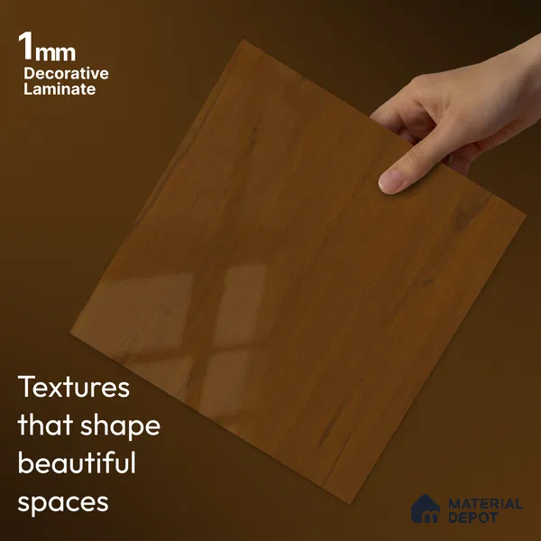 Wooden Look LM 23561 (HG 7125) Cinnamon Spice 8 ft x 4 ft High Gloss Finish Decorative Laminate - 1 mm | Suitable for TV Unit, Wardrobe, Kitchen Cabinets