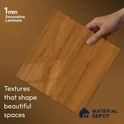 Wooden Look LM 23563 (HG 7252) Shadowed Walnut 8 ft x 4 ft High Gloss Finish Decorative Laminate - 1 mm | Suitable for TV Unit, Wardrobe, Kitchen Cabinets