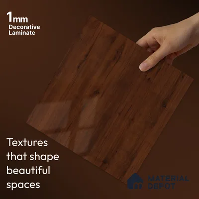 Wooden Look LM 23567 (HG 7117) Cacao Bean 8 ft x 4 ft High Gloss Finish Decorative Laminate - 1 mm | Suitable for TV Unit, Wardrobe, Kitchen Cabinets