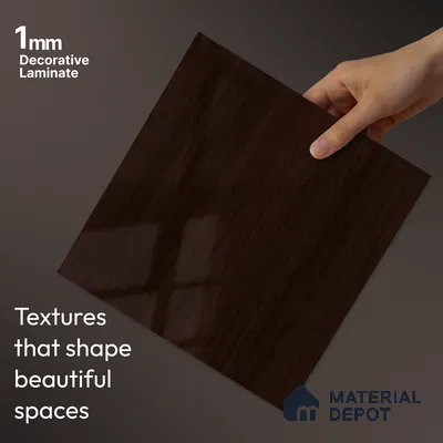 Wooden Look LM 23571 Wenge Wood 8 ft x 4 ft High Gloss Finish Decorative Laminate - 1 mm | Suitable for TV Unit, Wardrobe, Kitchen Cabinets