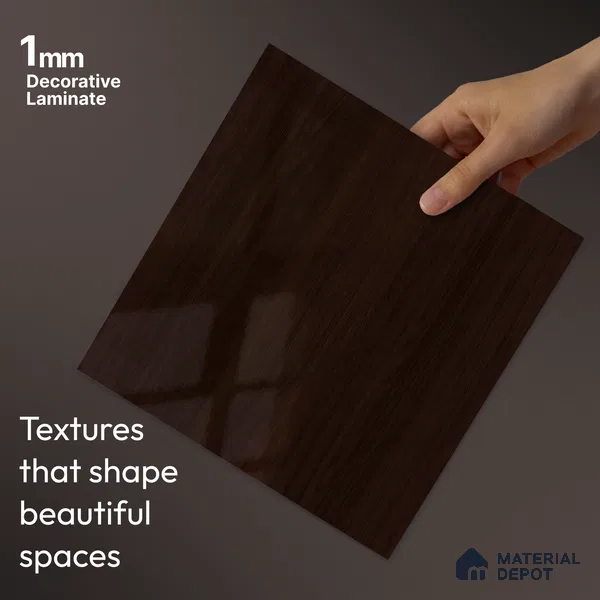 Wooden Look LM 23571 Wenge Wood 8 ft x 4 ft High Gloss Finish Decorative Laminate - 1 mm | Suitable for TV Unit, Wardrobe, Kitchen Cabinets