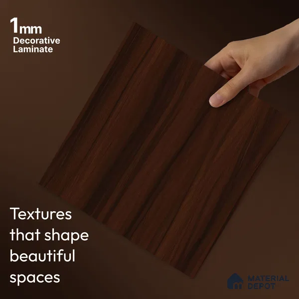 Wooden Look LM 23587 Dark Walnut 8 ft x 4 ft Amberwood Luxe Finish Decorative Laminate - 1 mm | Suitable for TV Unit, Wardrobe, Kitchen Cabinets