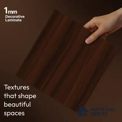 Wooden Look LM 23616 (SF 7297) Dark Walnut 8 ft x 4 ft Suede Finish Decorative Laminate - 1 mm | Suitable for TV Unit, Wardrobe, Kitchen Cabinets