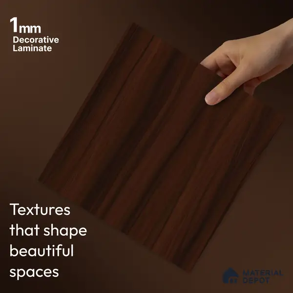 Wooden Look LM 23616 (SF 7297) Dark Walnut 8 ft x 4 ft Suede Finish Decorative Laminate - 1 mm | Suitable for TV Unit, Wardrobe, Kitchen Cabinets