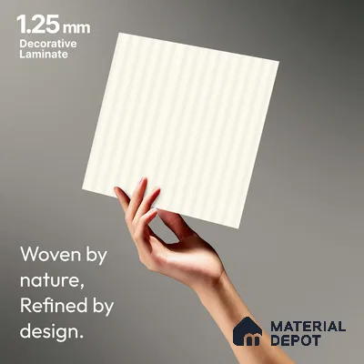 Soft Cream White Fluted Solid Color LM 18333 8 ft x 4 ft Texture Finish Decorative Laminate - 1.25 mm | Suitable for TV Unit,Wardrobe, Kitchen Cabinets