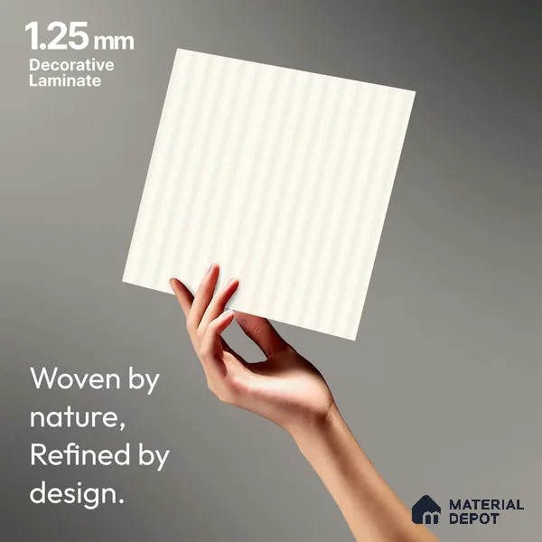 Soft Cream White Fluted Solid Color LM 18333 8 ft x 4 ft Texture Finish Decorative Laminate - 1.25 mm | Suitable for TV Unit,Wardrobe, Kitchen Cabinets
