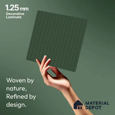 Deep Forest Green Fluted Solid Color LM 18350 8 ft x 4 ft Texture Finish Decorative Laminate - 1.25 mm | Suitable for TV Unit,Wardrobe, Kitchen Cabinets