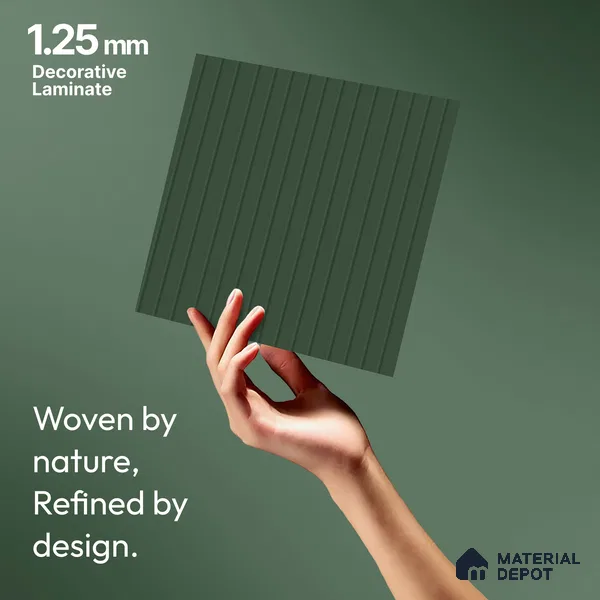 Deep Forest Green Fluted Solid Color LM 18350 8 ft x 4 ft Texture Finish Decorative Laminate - 1.25 mm | Suitable for TV Unit,Wardrobe, Kitchen Cabinets