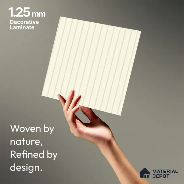 Light Beige Fluted Solid Color LM 18351 8 ft x 4 ft Texture Finish Decorative Laminate - 1.25 mm | Suitable for TV Unit,Wardrobe, Kitchen Cabinets