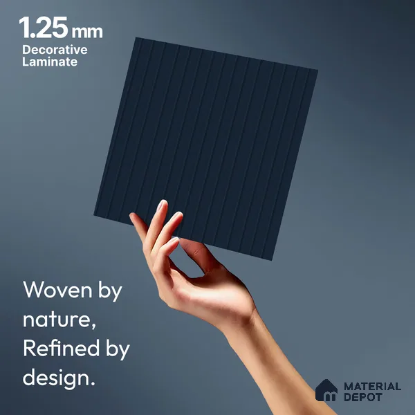 Dark Denim Blue Fluted Solid Color LM 18354 8 ft x 4 ft Texture Finish Decorative Laminate - 1.25 mm | Suitable for TV Unit,Wardrobe, Kitchen Cabinets