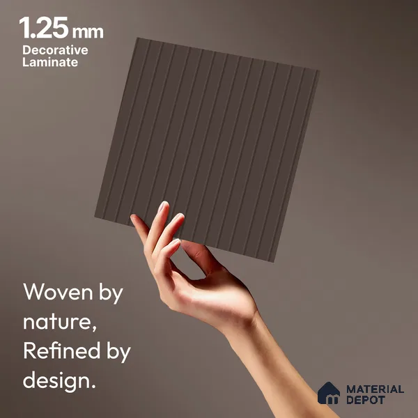Chocolate Brown Fluted Solid Color LM 18356 8 ft x 4 ft Texture Finish Decorative Laminate - 1.25 mm | Suitable for TV Unit,Wardrobe, Kitchen Cabinets