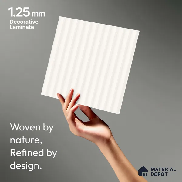 Fluted White Fluted Solid Color LM 18368 8 ft x 4 ft Texture Finish Decorative Laminate - 1.25 mm | Suitable for TV Unit,Wardrobe, Kitchen Cabinets