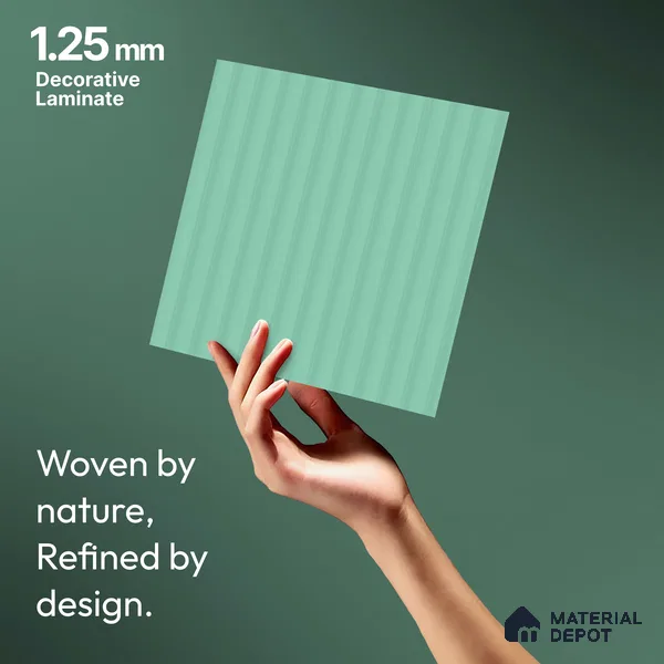 Mint Green Fluted Solid Color LM 18371 8 ft x 4 ft Texture Finish Decorative Laminate - 1.25 mm | Suitable for TV Unit,Wardrobe, Kitchen Cabinets