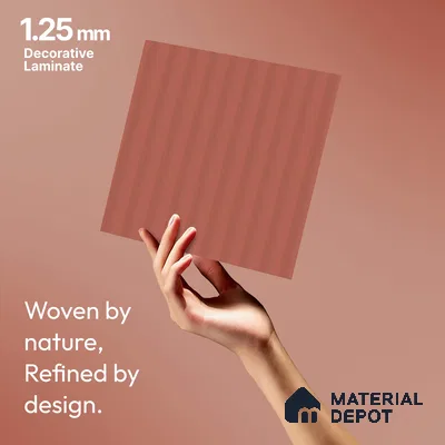 Brick Red Fluted Solid Color LM 18372 8 ft x 4 ft Texture Finish Decorative Laminate - 1.25 mm | Suitable for TV Unit,Wardrobe, Kitchen Cabinets