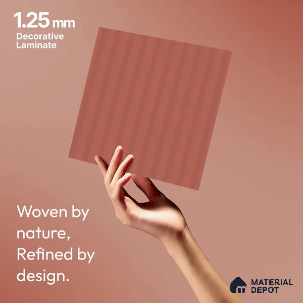 Brick Red Fluted Solid Color LM 18372 8 ft x 4 ft Texture Finish Decorative Laminate - 1.25 mm | Suitable for TV Unit,Wardrobe, Kitchen Cabinets