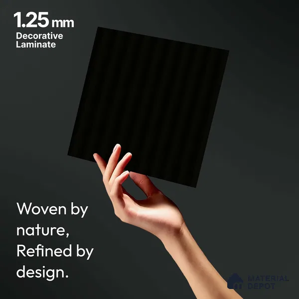 Charcoal Black Fluted Solid Color LM 18373 8 ft x 4 ft Texture Finish Decorative Laminate - 1.25 mm | Suitable for TV Unit,Wardrobe, Kitchen Cabinets