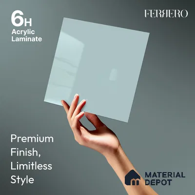 Powder Blue Solid Color Acrylic Laminate LM 24627 8 ft x 4 ft High Gloss Finish - 1.5 mm | Matching Edgeband code - EB 02093 | Suitable for Living Room, Kitchen, Office