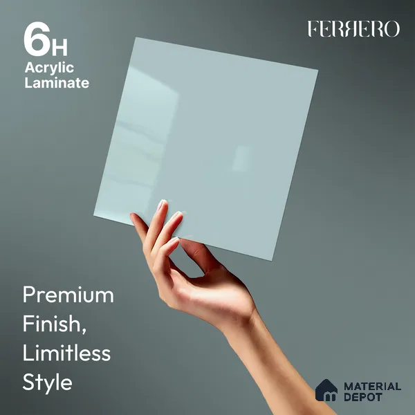 Powder Blue Solid Color Acrylic Laminate LM 24627 8 ft x 4 ft High Gloss Finish - 1.5 mm | Matching Edgeband code - EB 02093 | Suitable for Living Room, Kitchen, Office