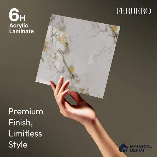 Cream Marble Acrylic Laminate LM 24632 8 ft x 4 ft High Gloss Finish - 1.5 mm | Suitable for TV Unit, Wardrobe, Cabinets