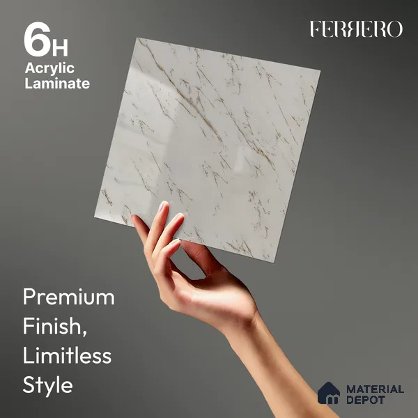 Cream Marble Acrylic Laminate LM 24634 8 ft x 4 ft High Gloss Finish - 1.5 mm | Suitable for TV Unit, Wardrobe, Cabinets