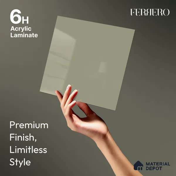 Warm Beige Solid Color Acrylic Laminate LM 24637 8 ft x 4 ft High Gloss Finish - 1.5 mm | Matching Edgeband code - EB 02097 | Suitable for Living Room, Kitchen, Office
