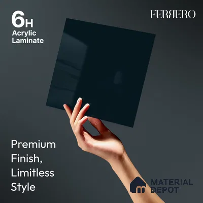 Midnight Blue Solid Color Acrylic Laminate LM 24638 8 ft x 4 ft High Gloss Finish - 1.5 mm | Matching Edgeband code - EB 02098 | Suitable for Living Room, Kitchen, Office