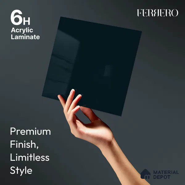 Midnight Blue Solid Color Acrylic Laminate LM 24638 8 ft x 4 ft High Gloss Finish - 1.5 mm | Matching Edgeband code - EB 02098 | Suitable for Living Room, Kitchen, Office