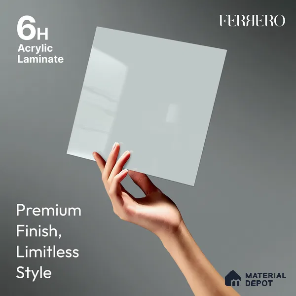Powder Blue Solid Color Acrylic Laminate LM 24639 8 ft x 4 ft High Gloss Finish - 1.5 mm | Matching Edgeband code - EB 02099 | Suitable for Living Room, Kitchen, Office